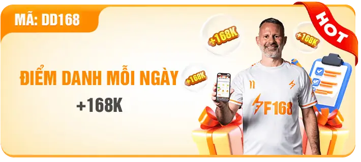 F1868s Điểm danh mỗi ngày nhận thưởng 168k